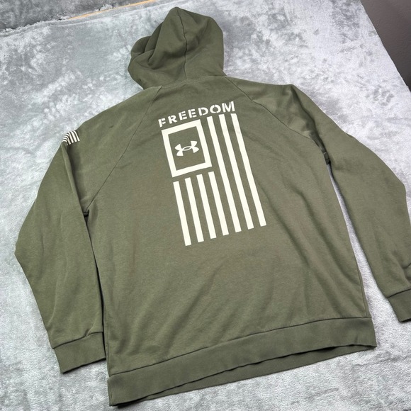 Under Armour Other - Under Armour Freedom Rival Hoodie Mens XL Green Fleece American Flag Graphic